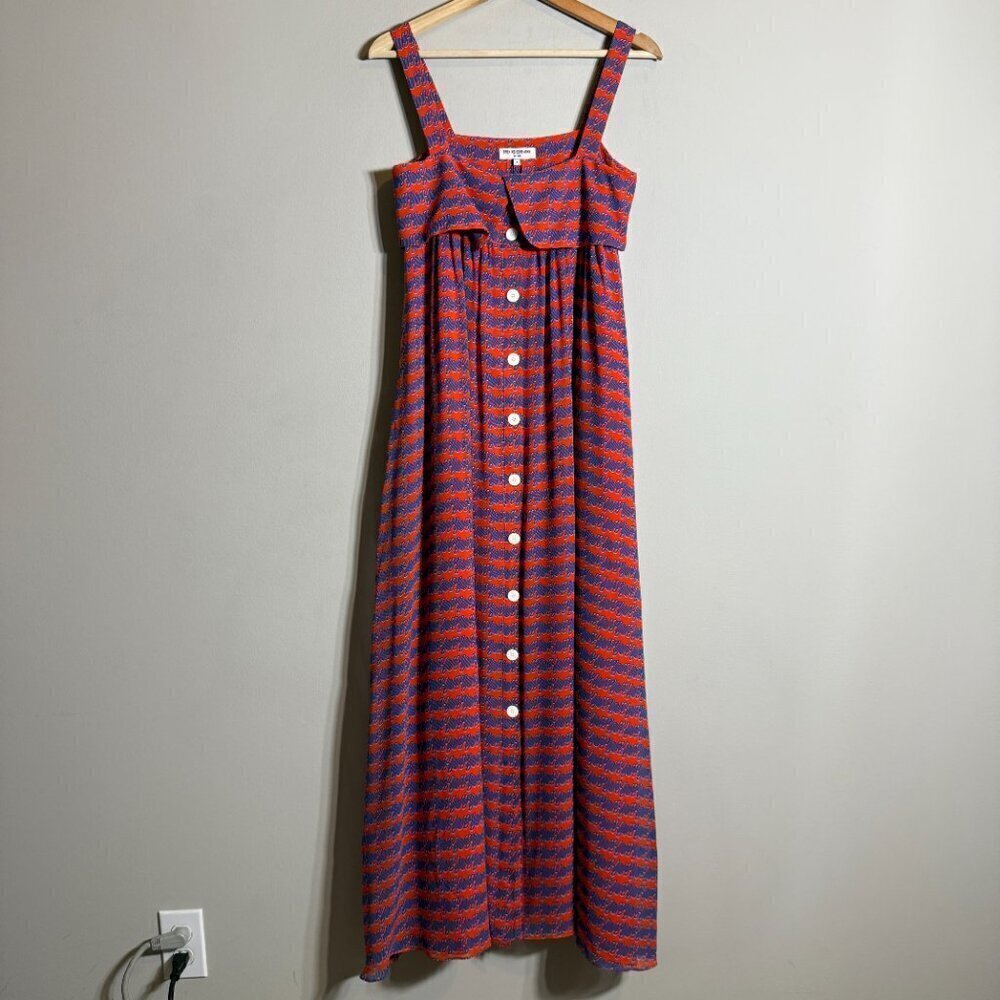 NWOT Opening Ceremony 100% Silk Patterned Tent Maxi Dress Women's 0 Orange Flowy - Picture 4 of 16
